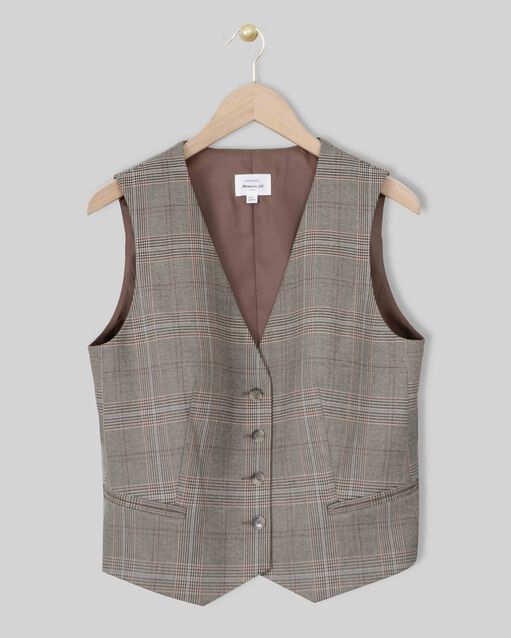 Gilet jacquard prince de galles basile caramel.
