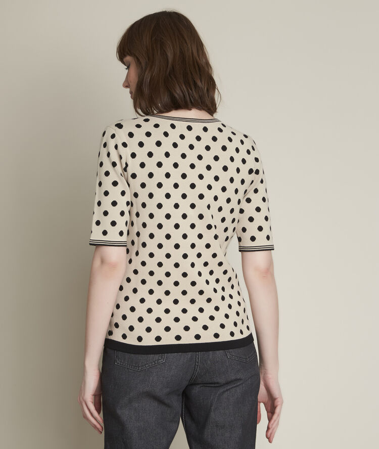 Pull jacquard à pois dots greige.
