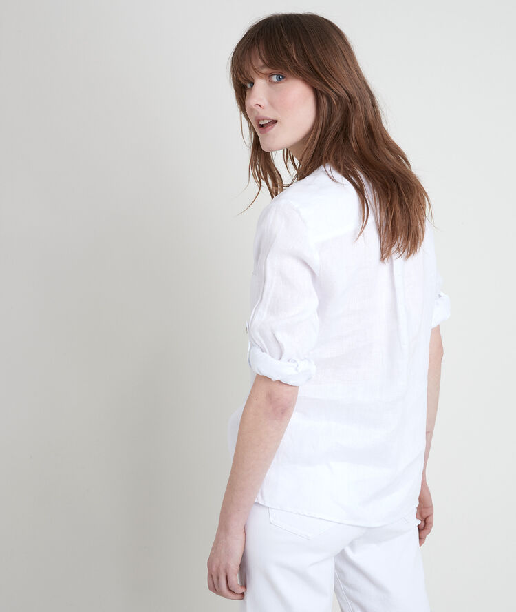 Chemise en lin blanche roma blanc.