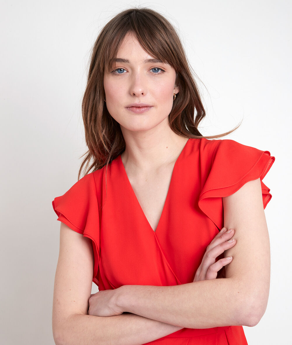 Robe à volants corail melanie corail.