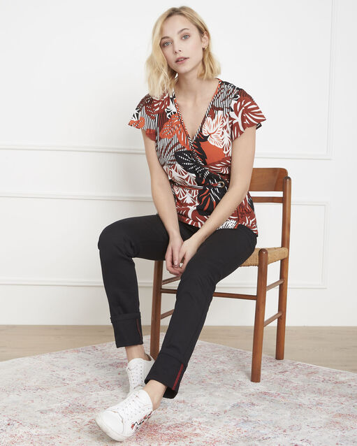 Blouse acajou imprimée cache-cœur verano sable.