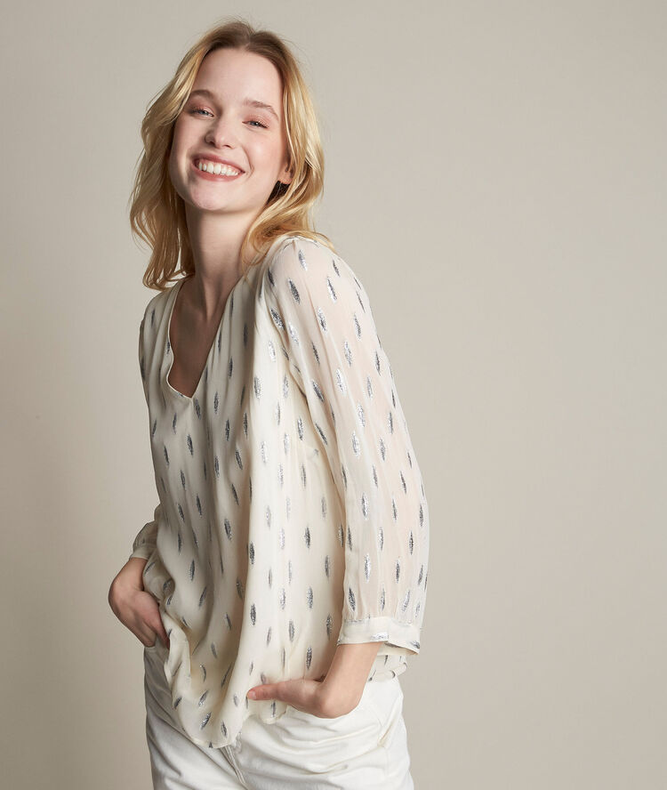 Blouse imprim&eacute; lurex eliane ficelle.