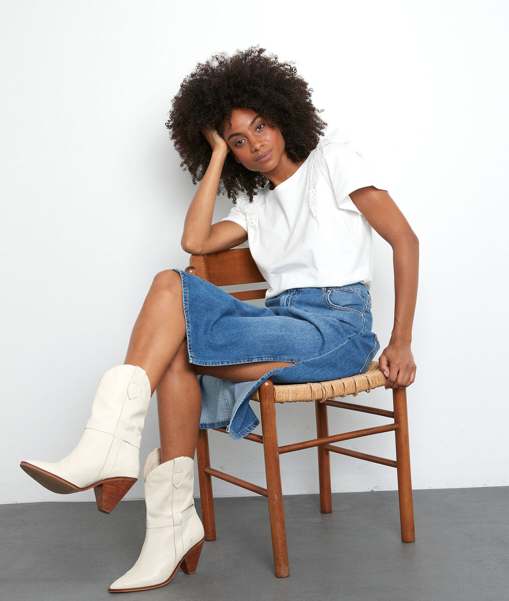 Jupe en coton denim Erva | 1-2-3 Jupe en coton denim Erva PhotoZ | 1-2-3