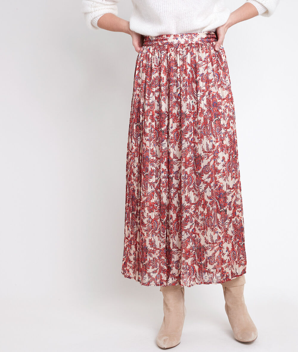 Jupe longue imprim&eacute;e evana rouge.