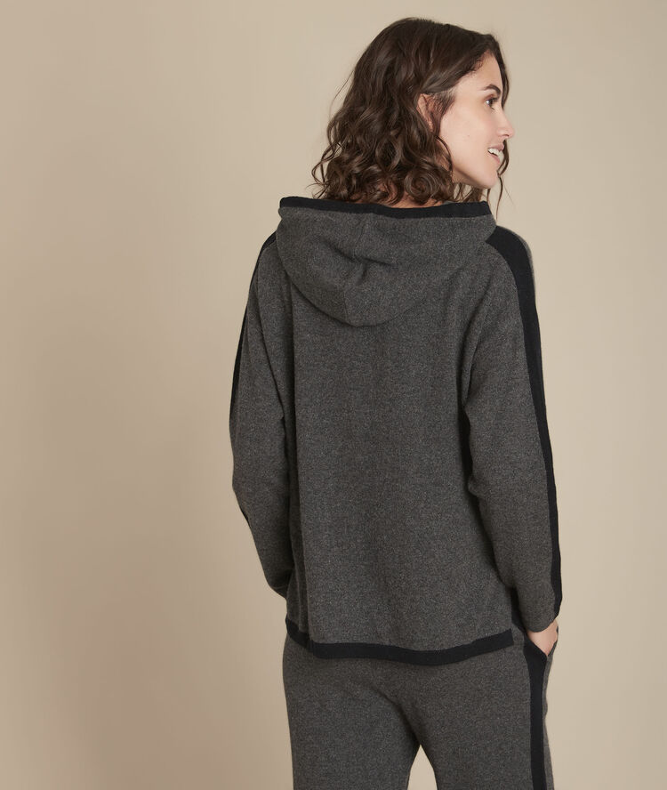 Sweat à capuche laine et cachemire flashback anthracite.