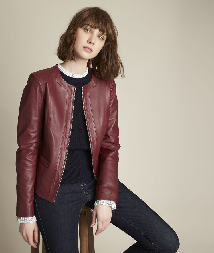 Lederjacke portweinrot livia burgunderrote.