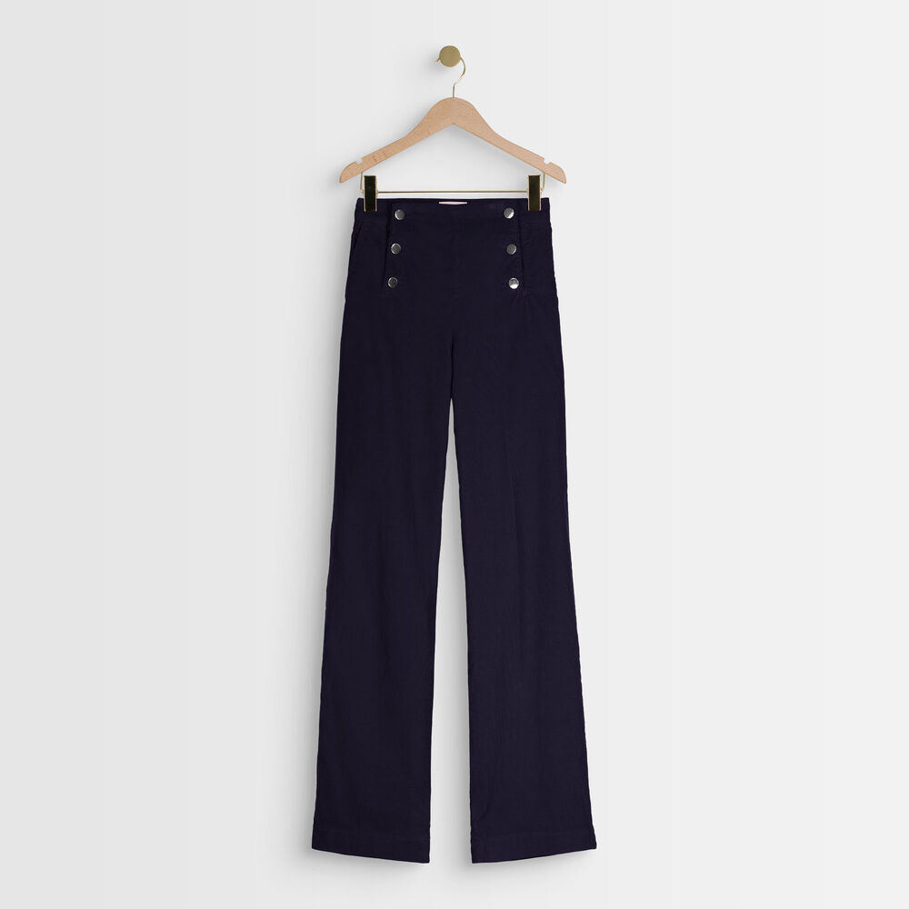 Pantalon à pont en velours hubert marine.