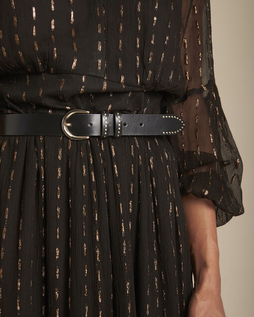 Ceinture en cuir noire à clous arock noir.