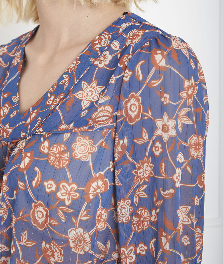 Blouse bleue imprimée vagues bleuet.