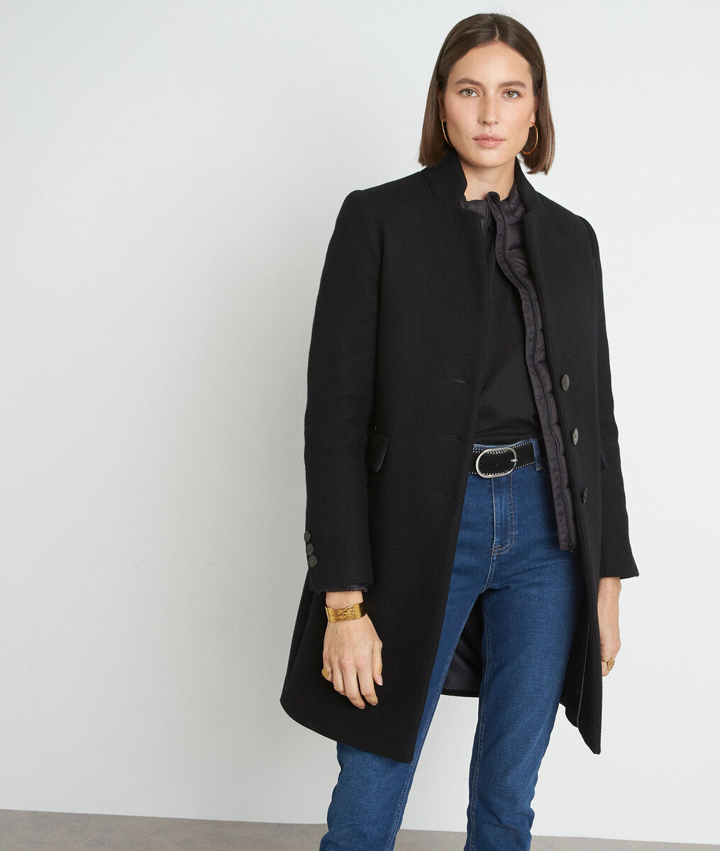 Manteau droit en laine noir Lucas | 1-2-3 Manteau droit en laine noir Lucas PhotoZ | 1-2-3