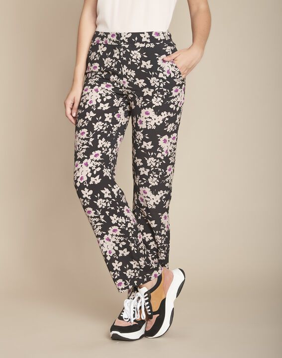 Pantalon noir imprimé fleuri Efron | 1-2-3 Pantalon noir imprimé fleuri Efron PhotoZ | 1-2-3