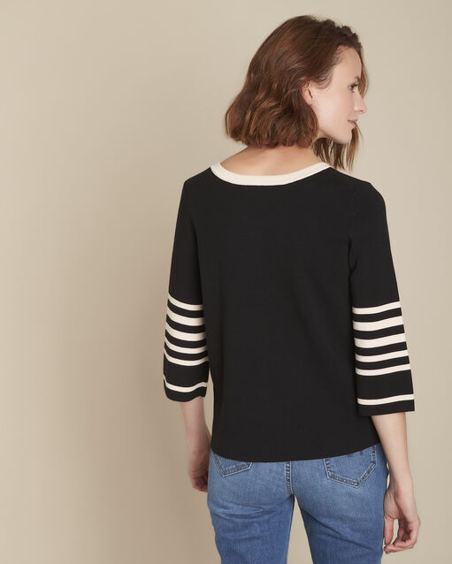 Pull noir à rayures flavie noir.