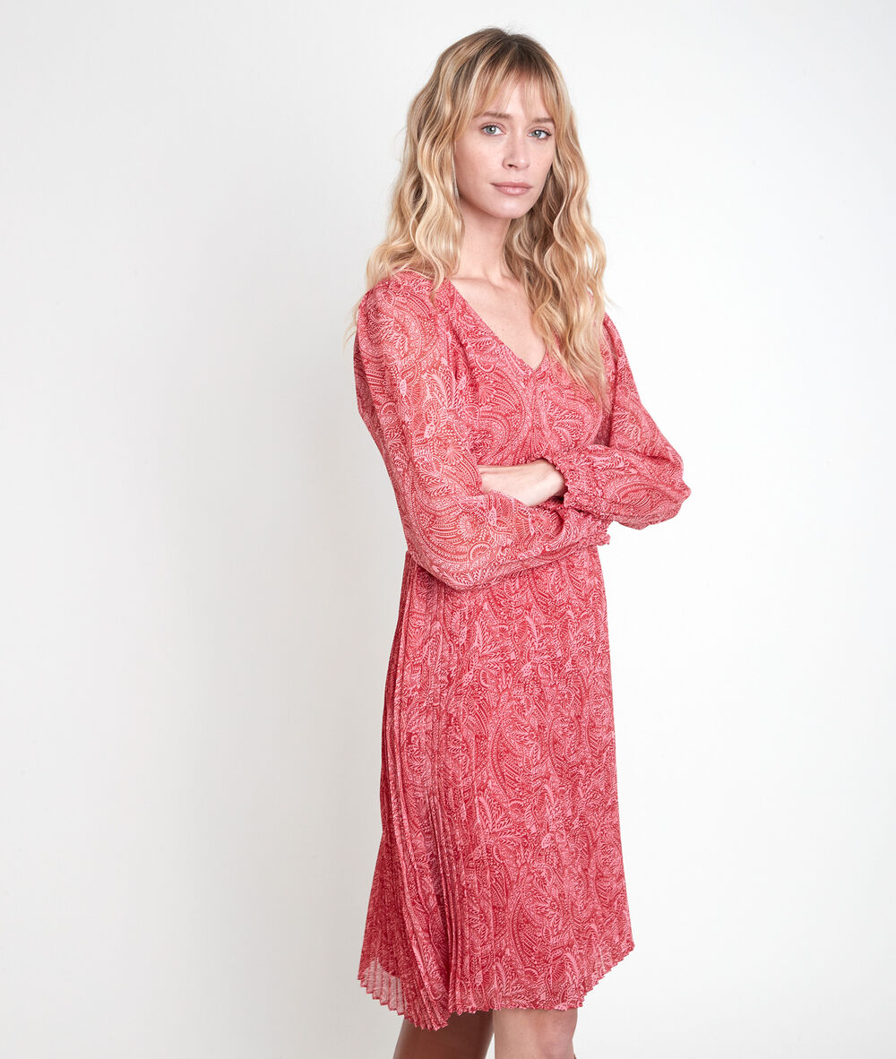 Plissiertes kleid mit druckmuster lilo bois de rose.