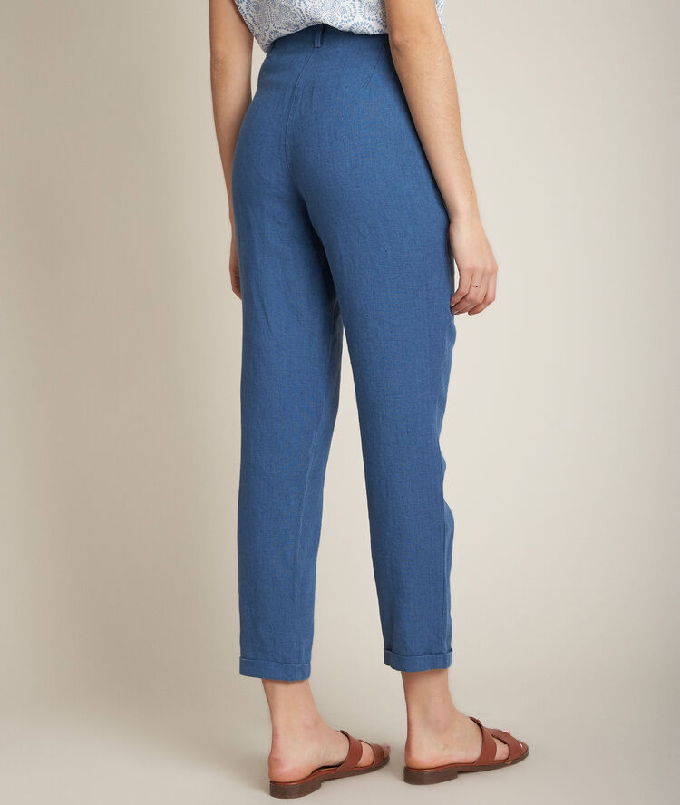 Pantalon chino en lin indigo ignacio canard clair.