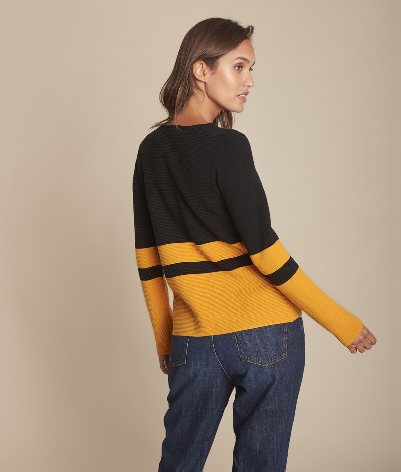 Pull noir ottoman rayures felicidad noir.
