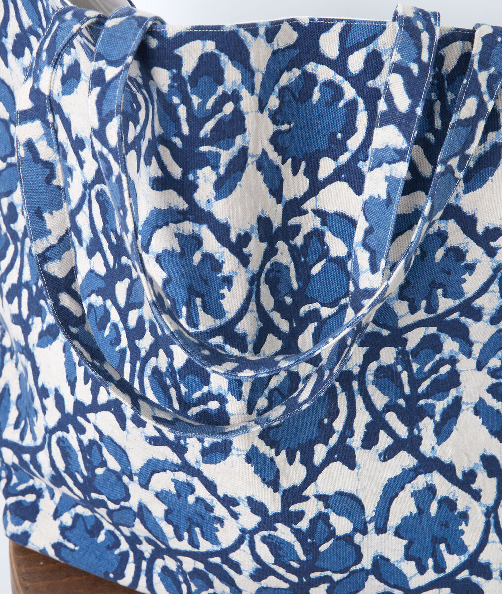 Grand cabas imprimé bleu en coton Magnolia | 1-2-3 Grand cabas imprimé bleu en coton Magnolia PhotoZ | 1-2-3