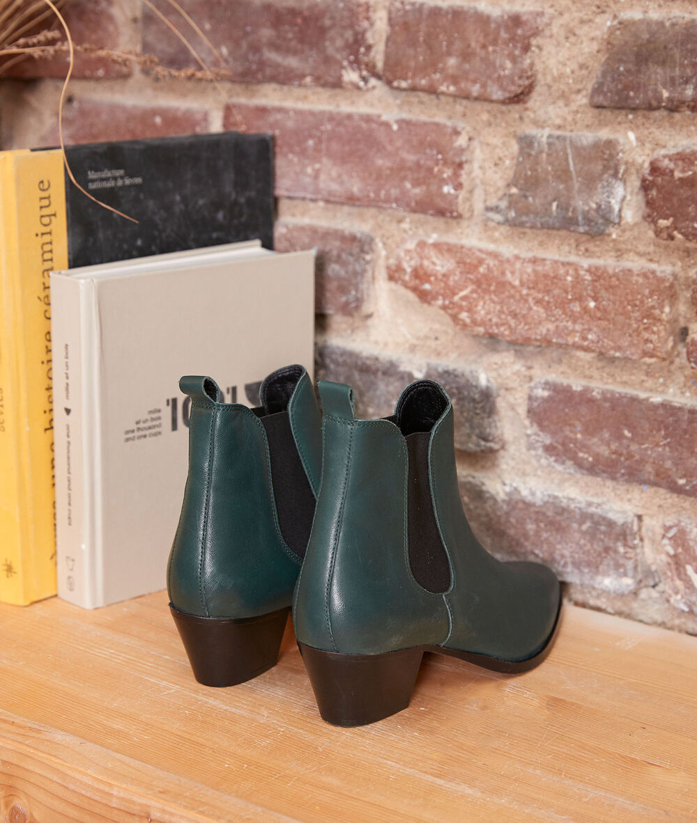 Bottines en cuir émeraudes vera emeraude.