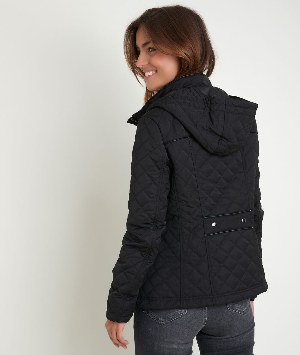 Zwarte parka met kap quathy noir.