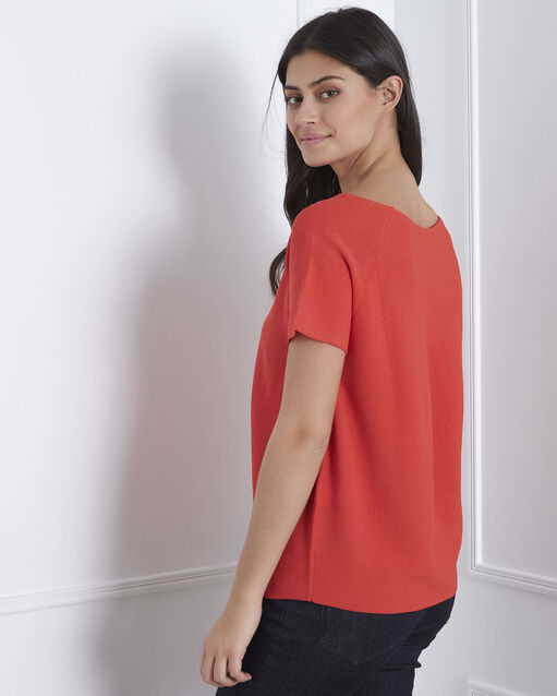 Pull orange maille fine astral orange.