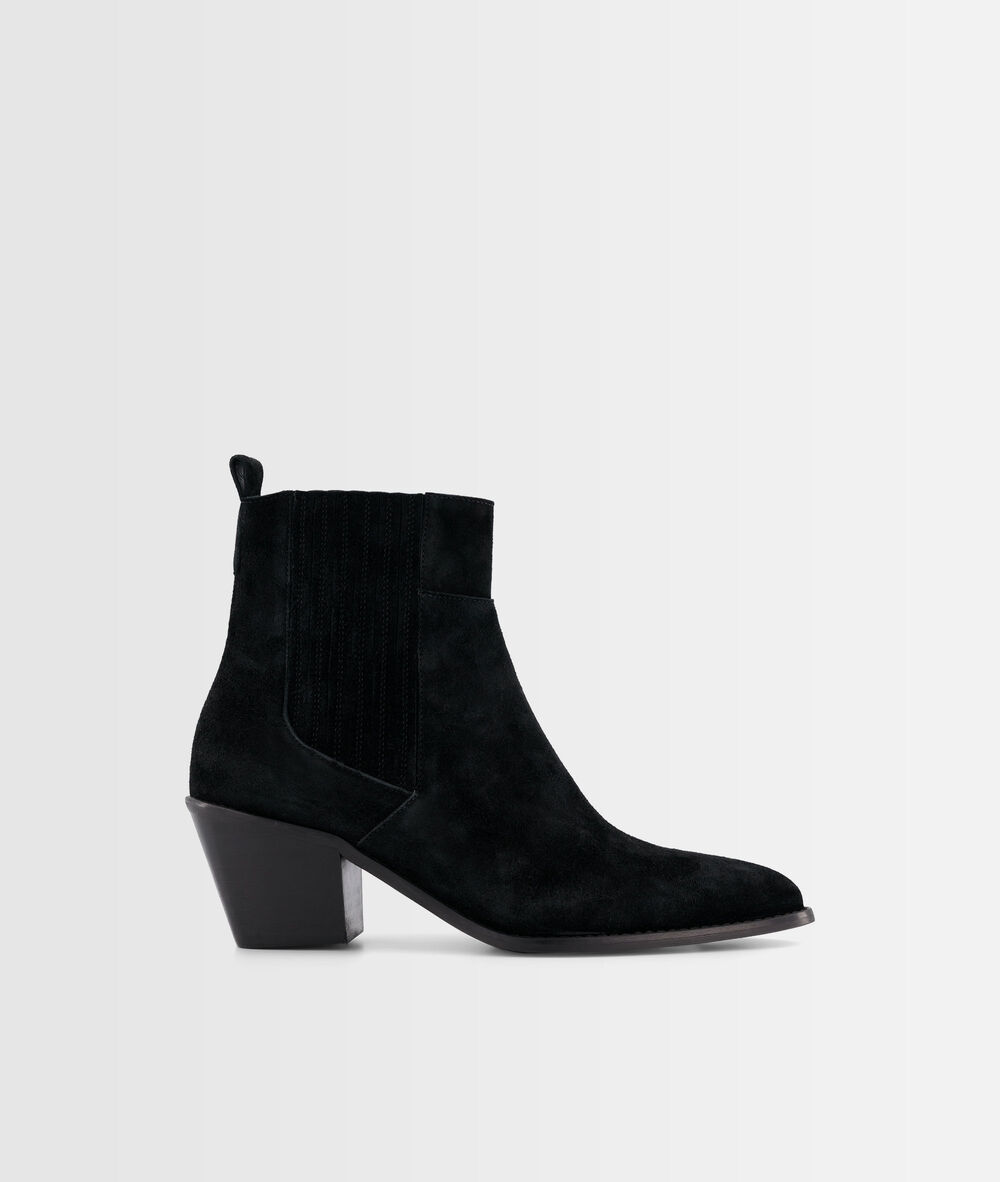 Santiags basses en cuir velours noir habby noir.