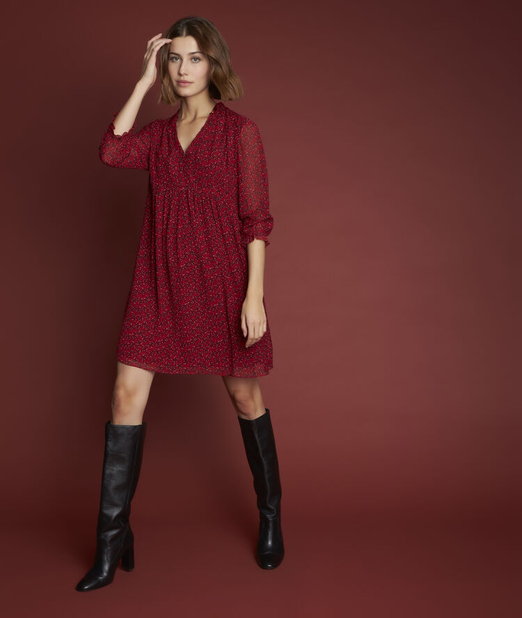 Robe imprimée colombe fuchsia clair.