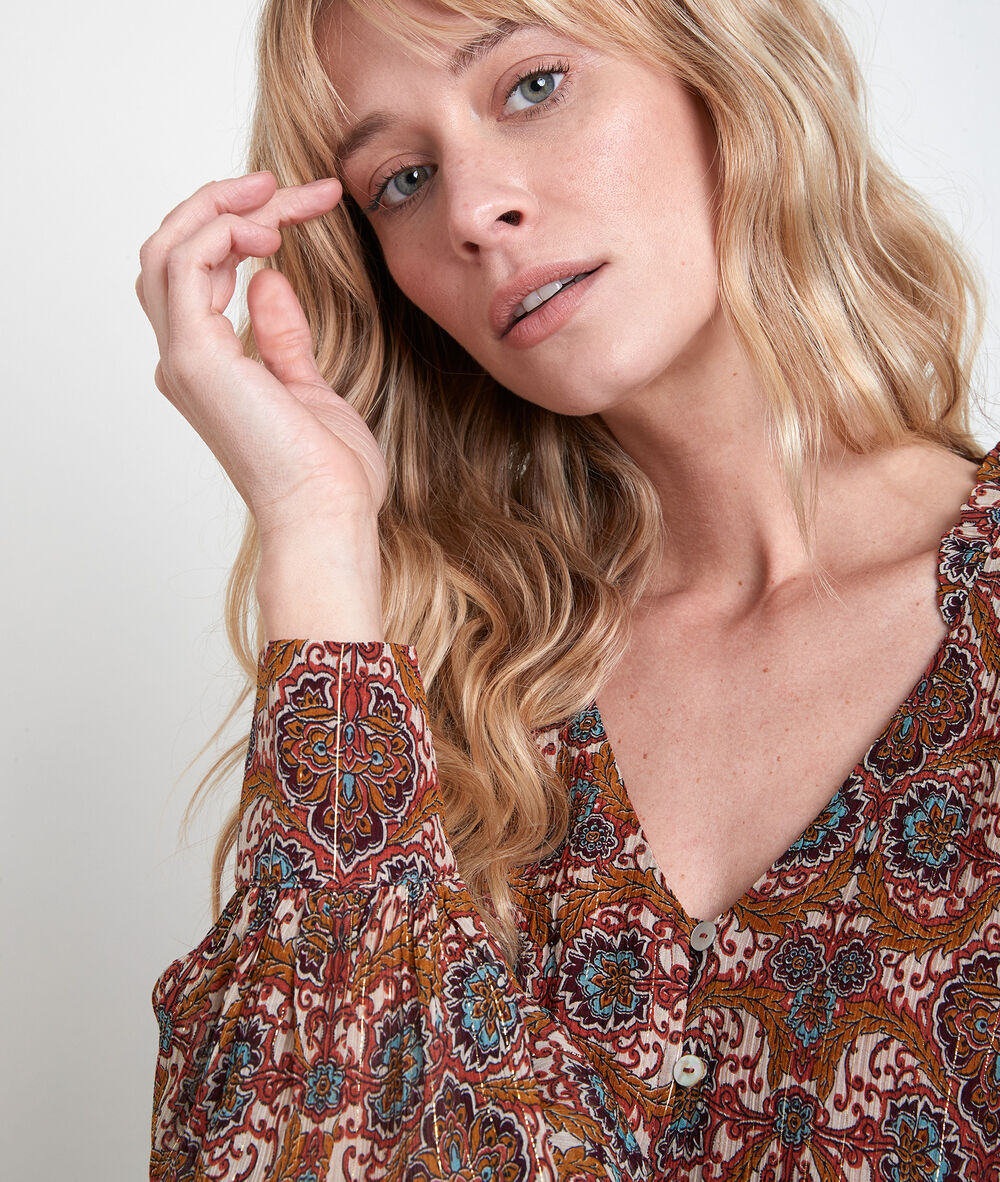 Robe longue imprimé camel carmen camel.