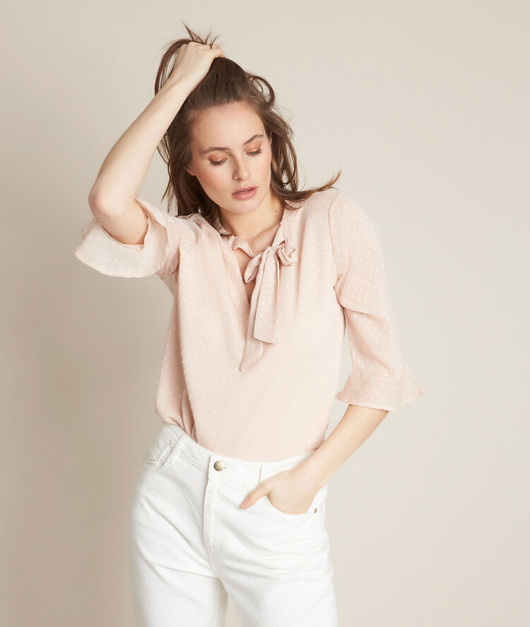 Top plumetis relief nude.