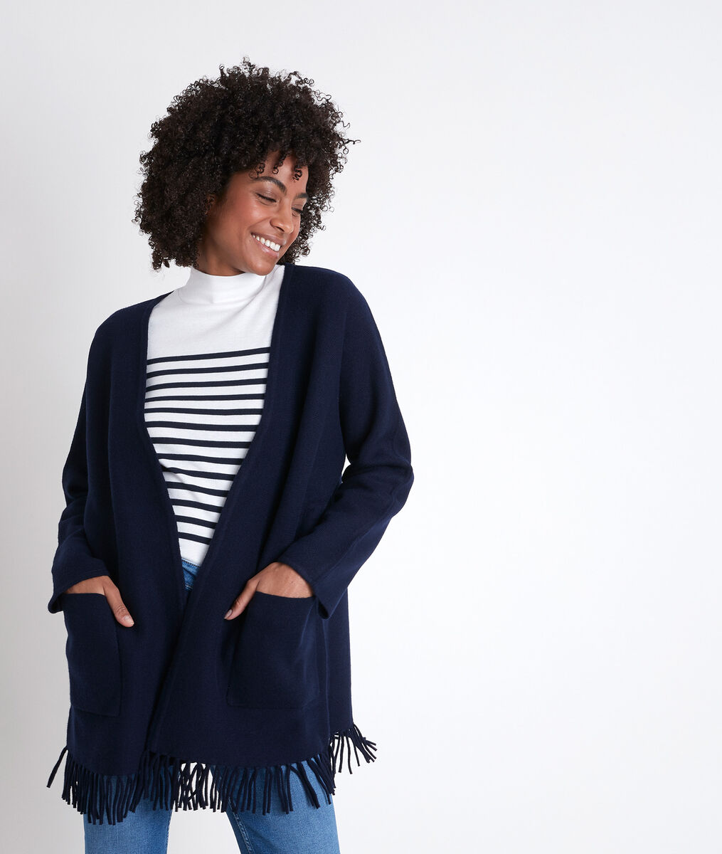 Veste en maille frangée marine Roxie | 1-2-3 Veste en maille frangée marine Roxie PhotoZ | 1-2-3