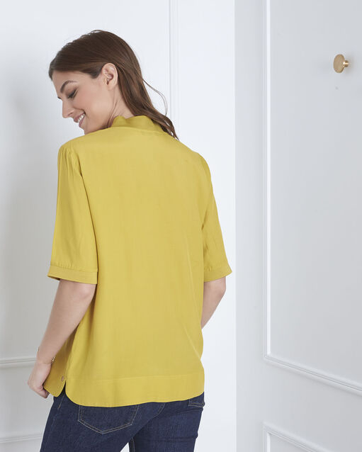 Blouse anis col v fluide virginie anis.