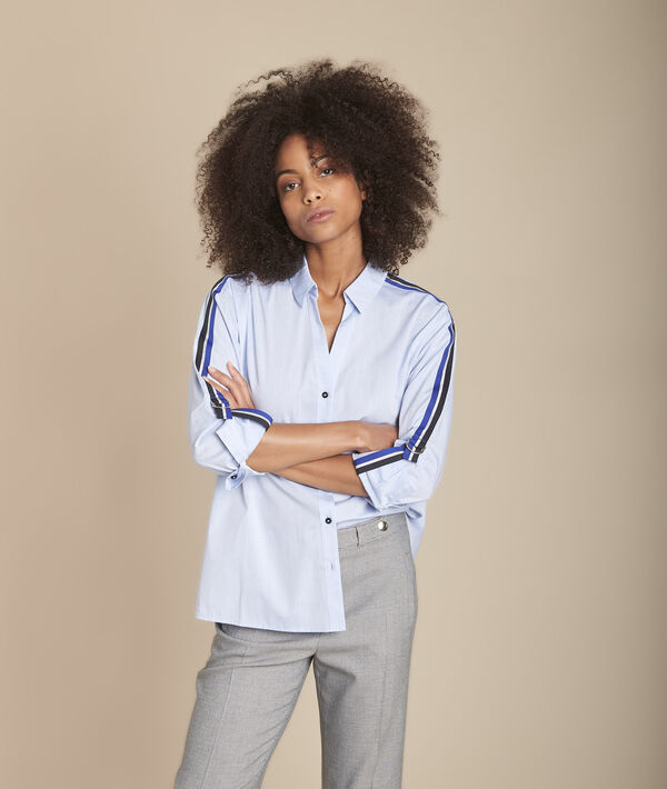 Blouse bleue en popeline Mauranne | 1-2-3 Blouse bleue en popeline Mauranne PhotoZ | 1-2-3
