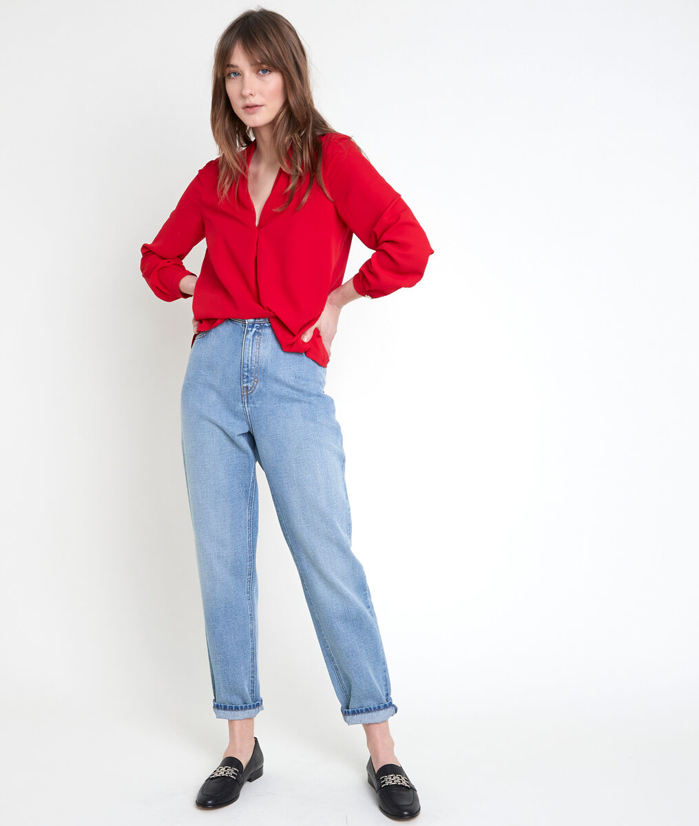 Blouse bimatière rouge Davina | 1-2-3 Blouse bimatière rouge Davina PhotoZ | 1-2-3