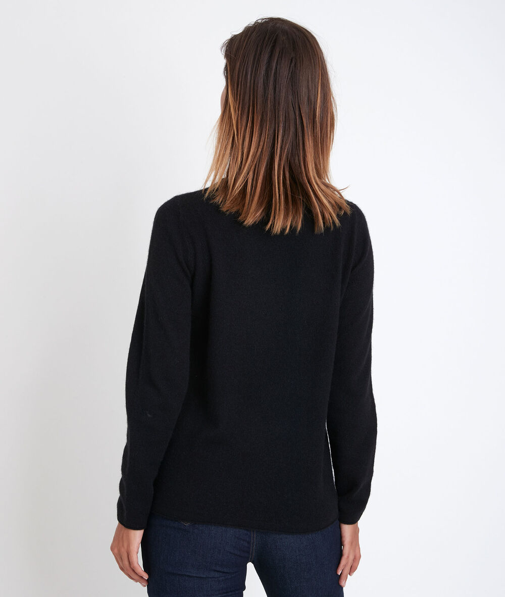 Pull en cachemire colorblock raven noir.