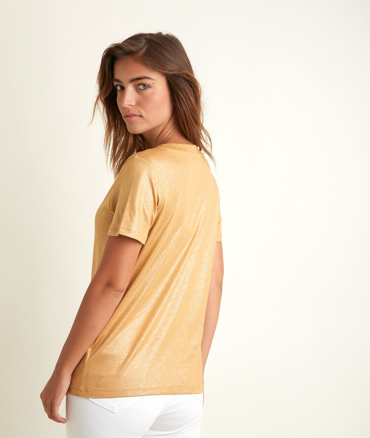 Tee-shirt brillant ocre ronie craie.