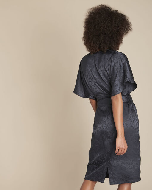 Robe jacquard ceinturée romy marine.