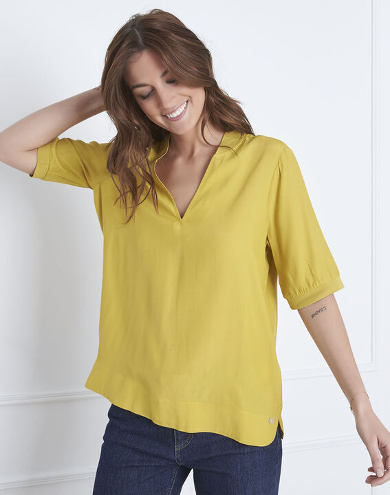 Blouse anis col V fluide Virginie | 1-2-3 Blouse anis col V fluide Virginie PhotoZ | 1-2-3