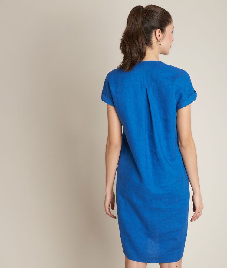 Robe en lin bleue christina cassis.