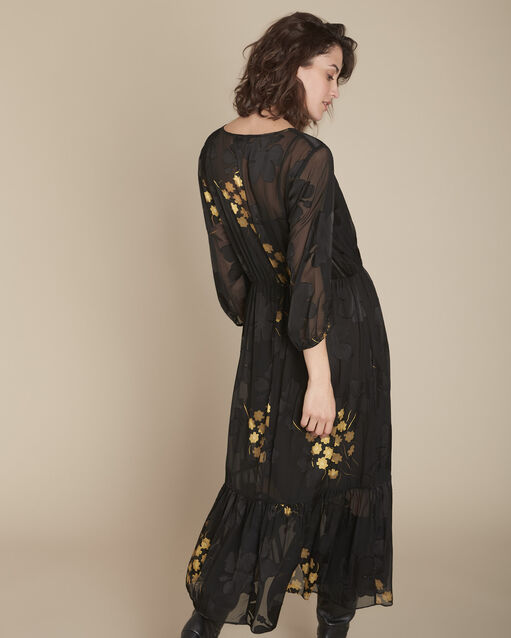 Robe noire longue imprimée rena noir.