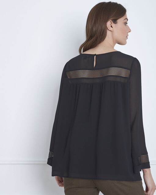 Blouse noire galons ajourés verena noir.