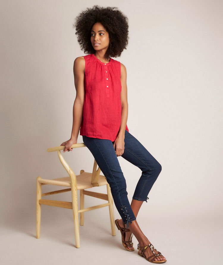 Top rouge en lin eloane fuchsia fonce.