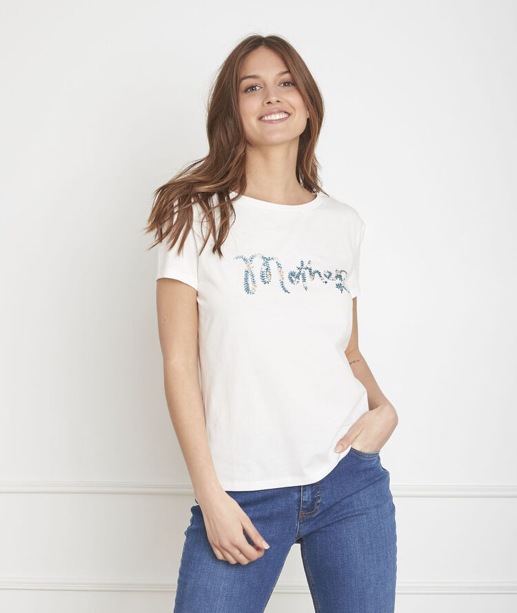 Ecrufarbenes t-shirt mit "mother"-signatur-print pivoine ecru.