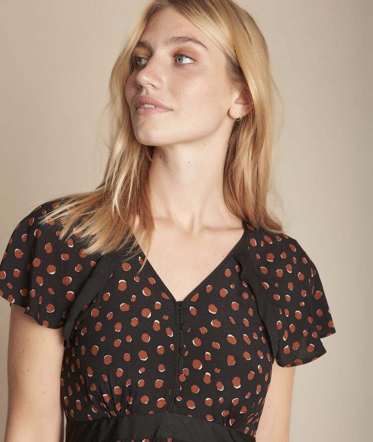 Robe longue imprimée indira noir.