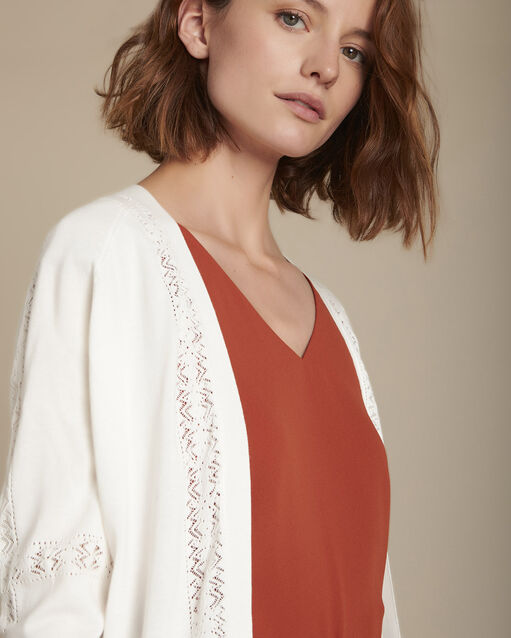 Gilet en maille ajourée écru foly ecru.