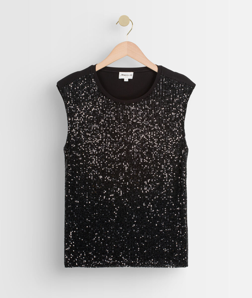 Top à sequins dolga noir.