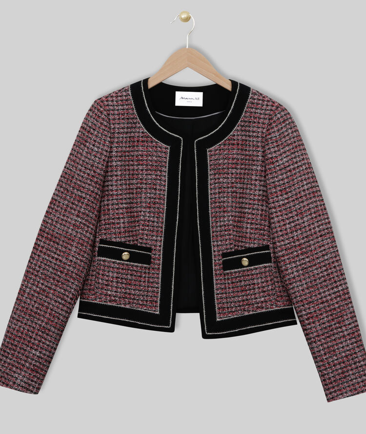 Veste en tweed ludivine fraise.