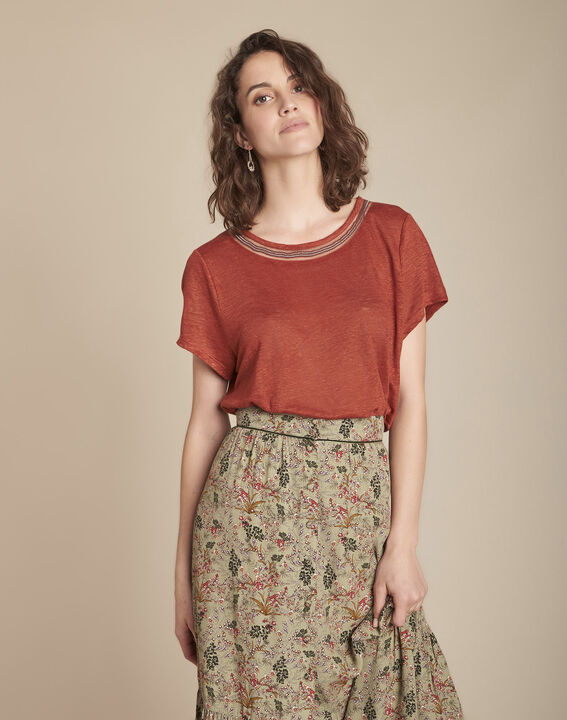 Tee-shirt acajou en lin Panette | 1-2-3 Tee-shirt acajou en lin Panette PhotoZ | 1-2-3