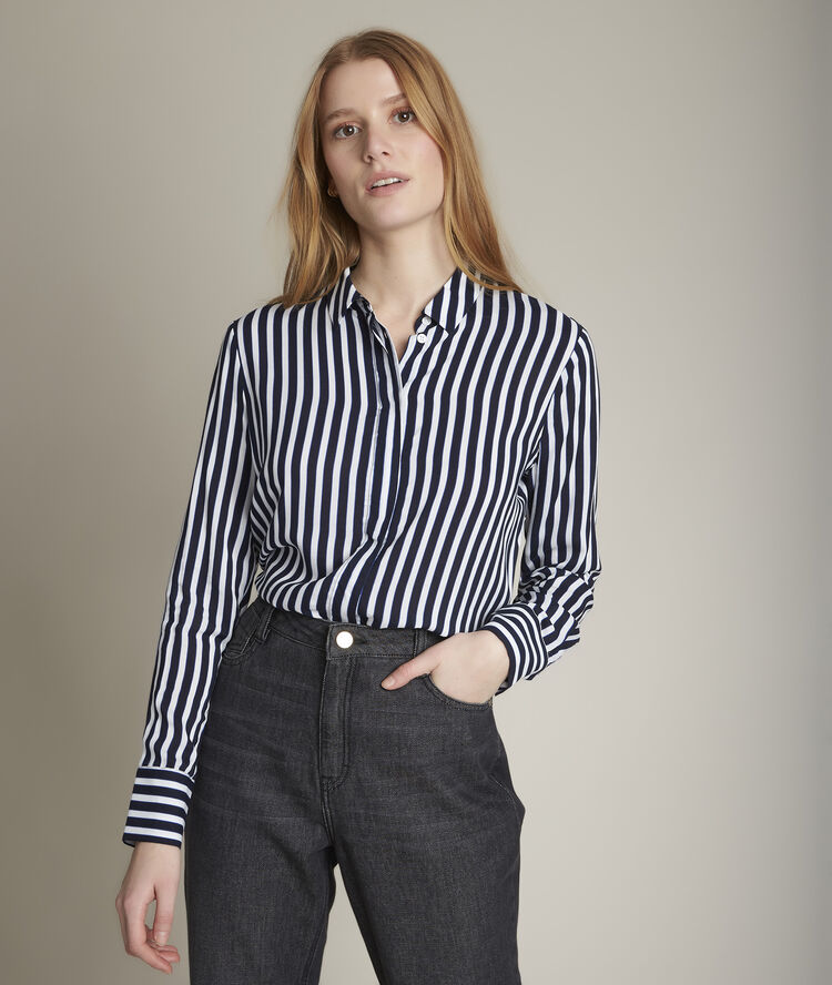 Gestreiftes hemd vanessa kobaltblau.