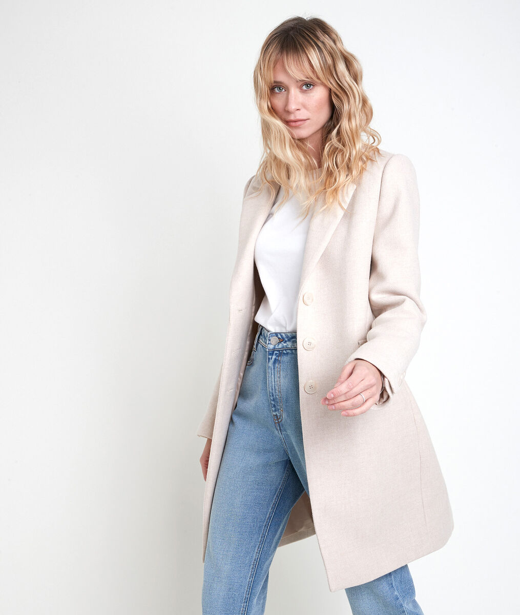 Manteau droit en laine recyclée Plume | 1-2-3 Manteau droit en laine recyclée Plume PhotoZ | 1-2-3