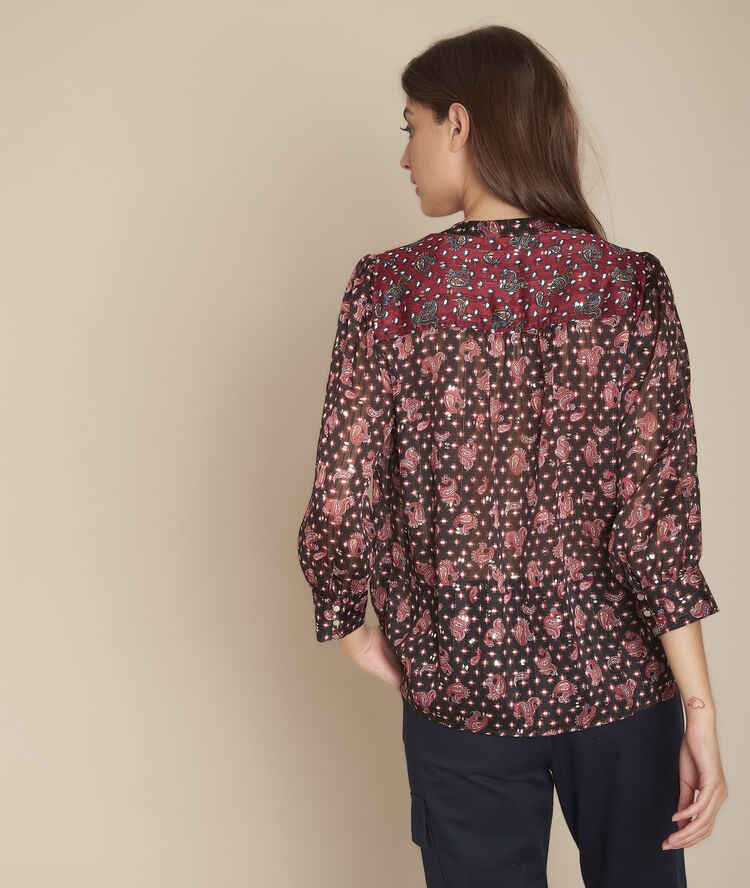 Blouse imprimé lurex menora noir.