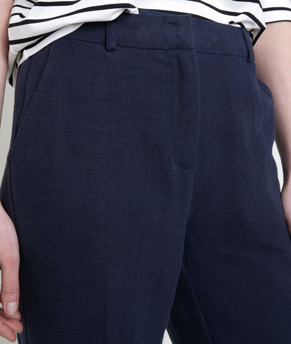 Pantalon cigarette en lin marine felix marine.