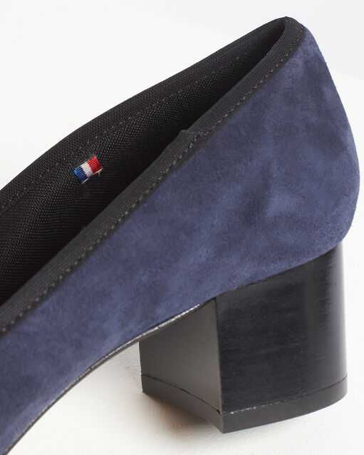 Ballerines à talons marine en cuir velours kalista marine.
